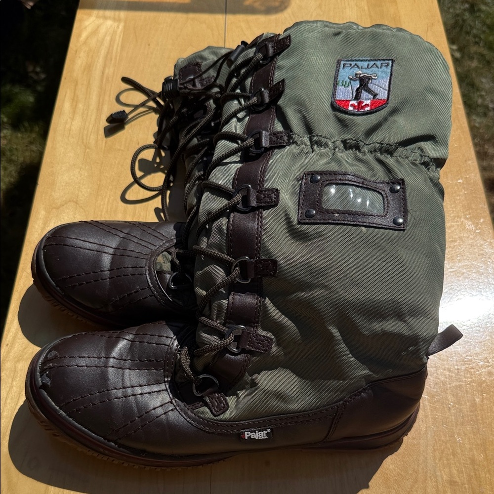 Pajar Olive and Dark Brown Lace-Up Boots